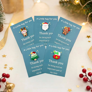 Christmas Pocket Hug Cards with small reindeer, Santa, gingerbread, tree and sweater figures