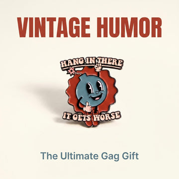 Funny Hang In There It Gets Worse Enamel Pin | Vintage Cartoon Bomb Lapel Pin