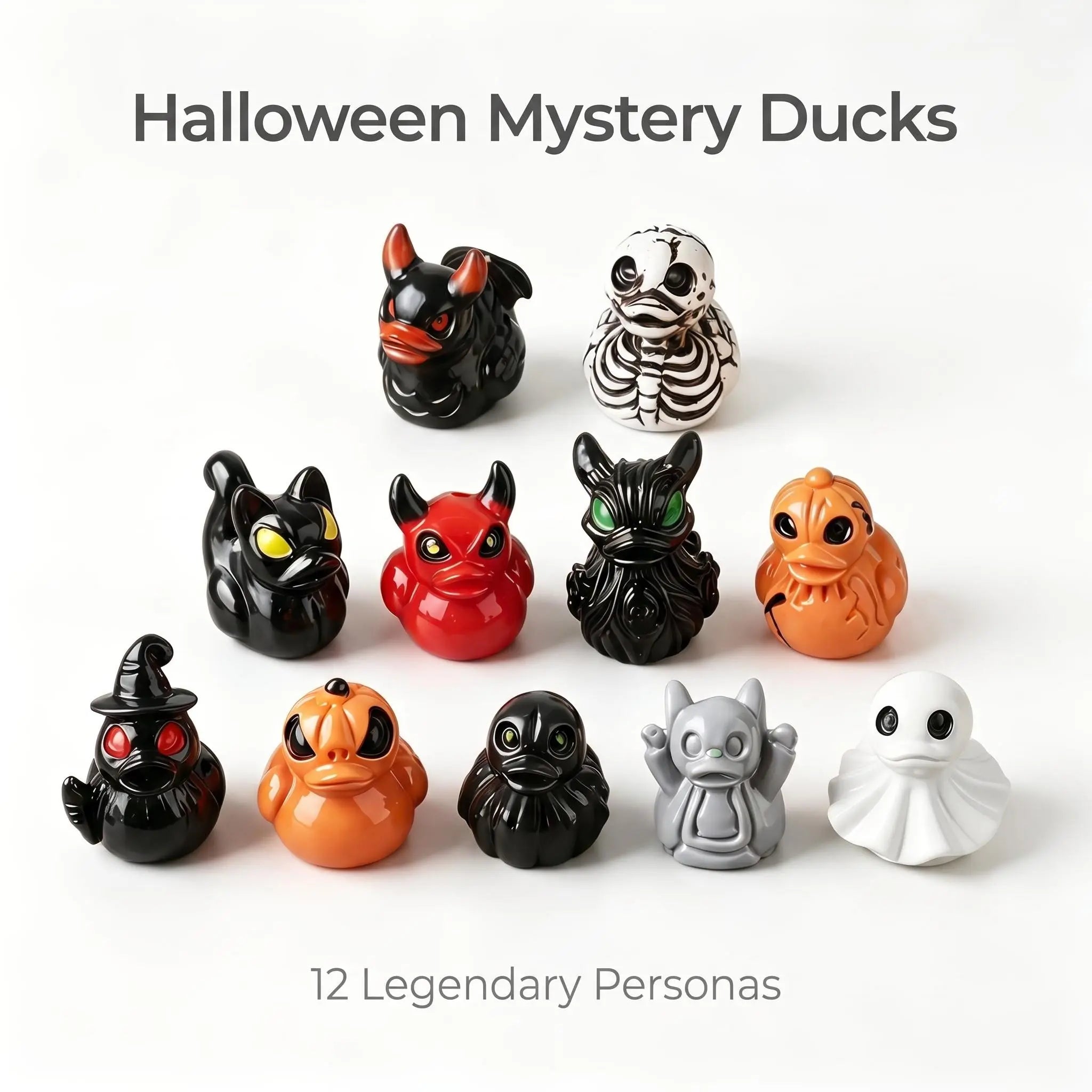 Mini Halloween Devil Ghost Skull Resin Ducks | Spooky Cute Mystery Blind Bag Bulk Pack Creative Desktop Micro Landscape Decor