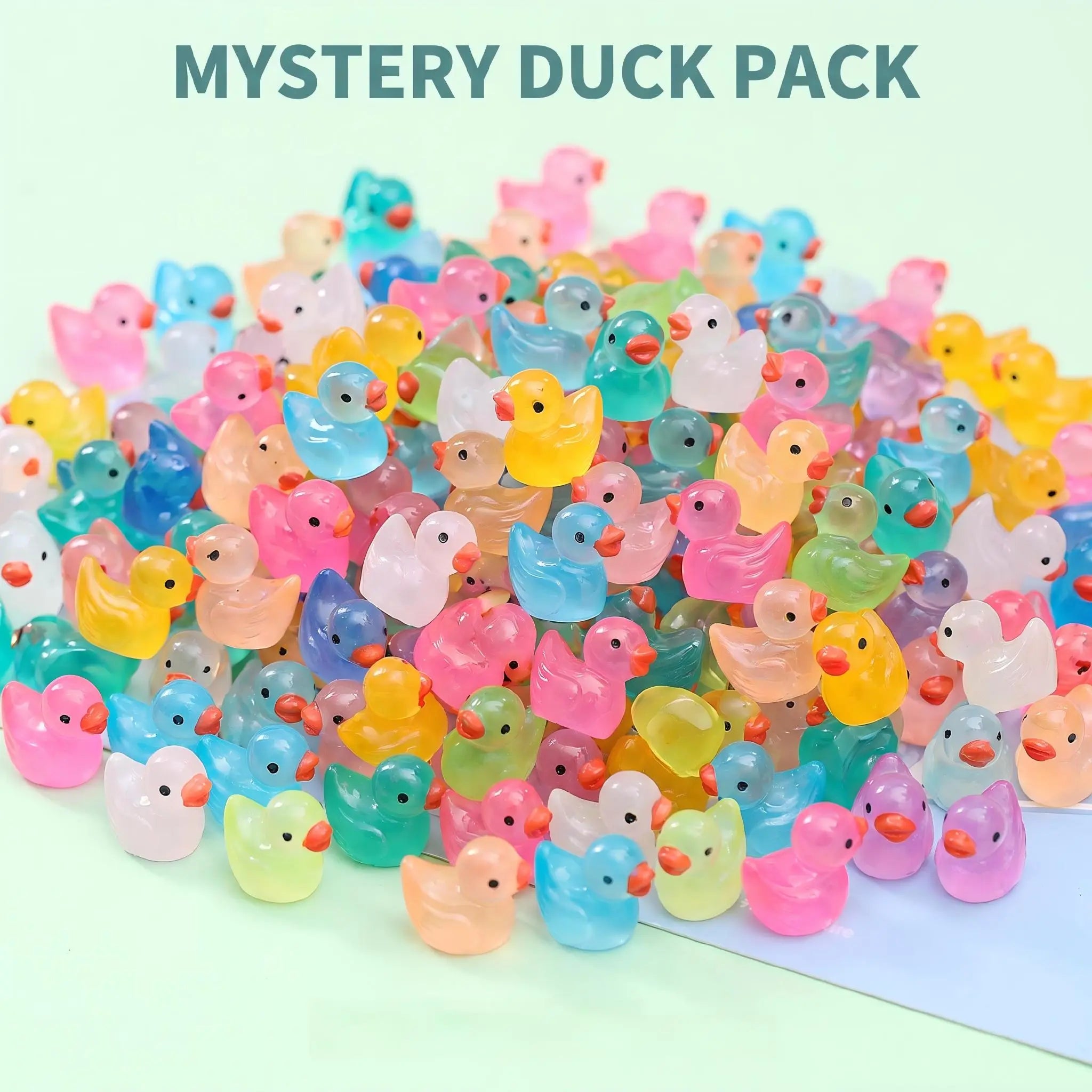 Mini Glow-in-the-Dark Resin Duck Figurines | Colorful Mystery Bulk Grab Bag Luminous Miniature Fairy Garden Decorative Pieces