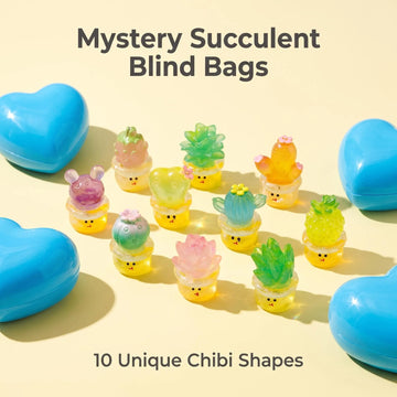 Mini Glow-in-the-Dark Succulent Plant Pots | Cute Miniature Potted Cactus Mystery Blind Bag Multi-Piece Surprise Combo Pack