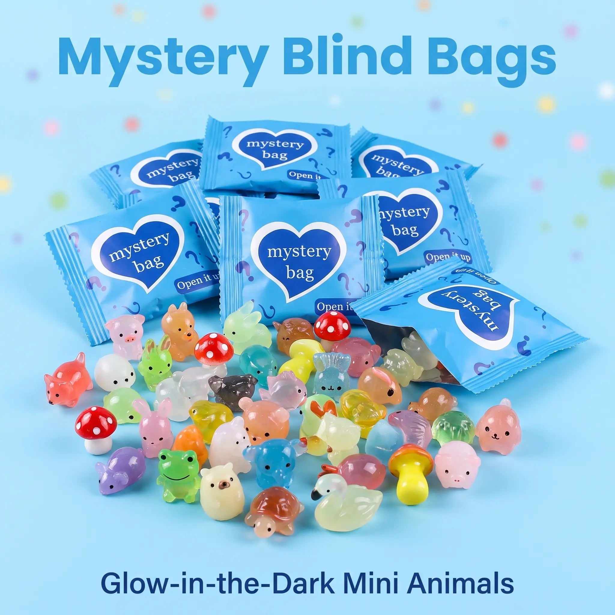 Mini Glow-in-the-Dark Animal Resin Figurines | Surprise Mystery Blind Bag Kawaii Desk Decor Multi-Piece Combo Pack