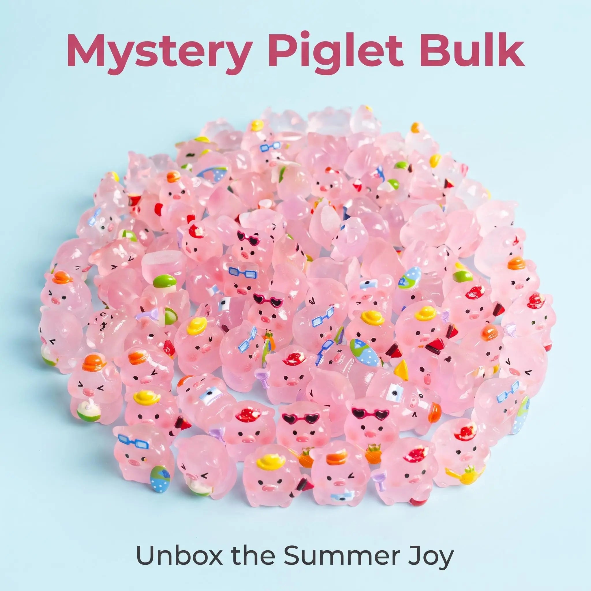 Mini Glow-in-the-Dark Pink Pig Figurines | Cute Summer Resort Mystery Bulk Grab Bag Luminous Micro Landscape Decorative Pieces
