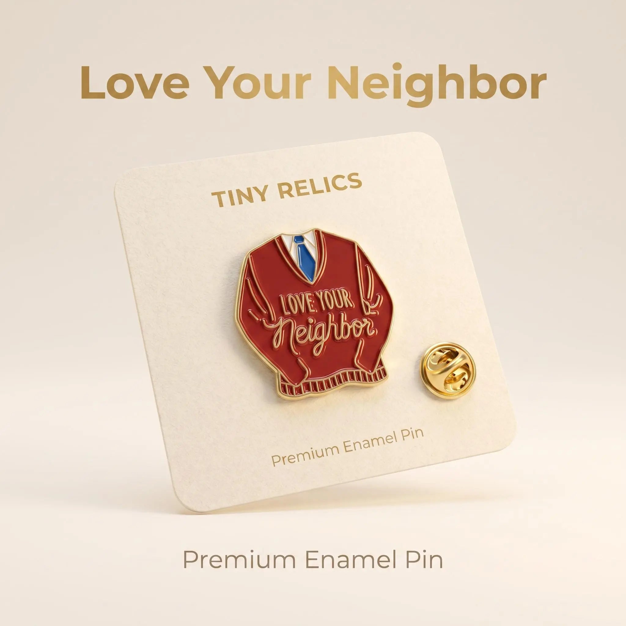 Love Your Neighbor Sweater Enamel Pin | Funny Retro Mister Rogers Lapel Pin