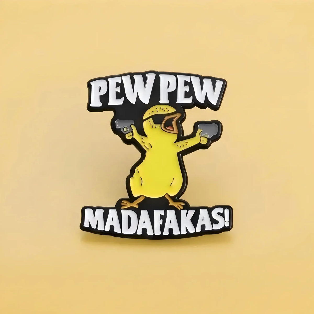 [4-Pack] Funny Pew Pew Duck Enamel Pin | Hardcore Cartoon Meme Lapel Pin