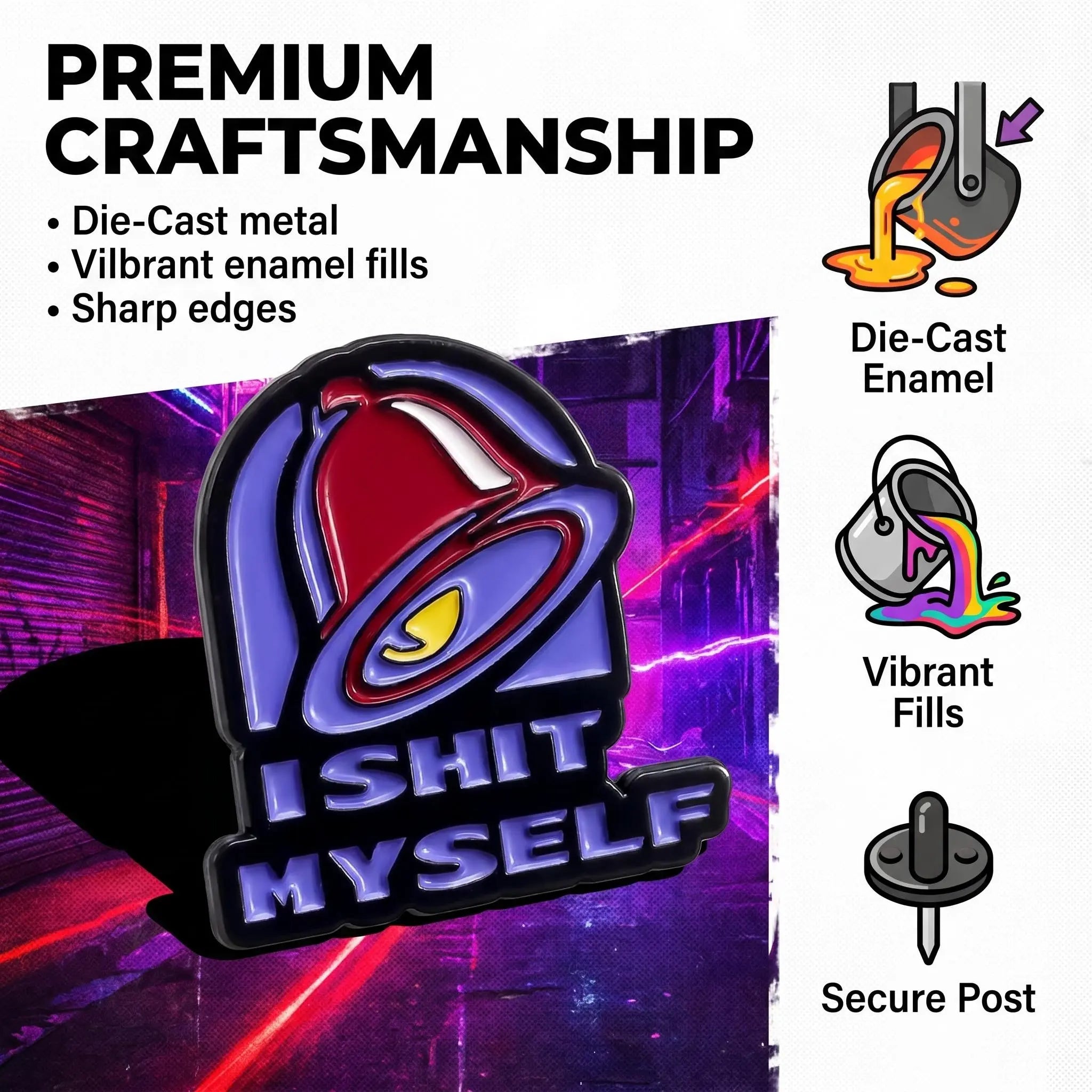 I Shit Myself Enamel Pin | Funny Fast Food Parody Lapel Pin