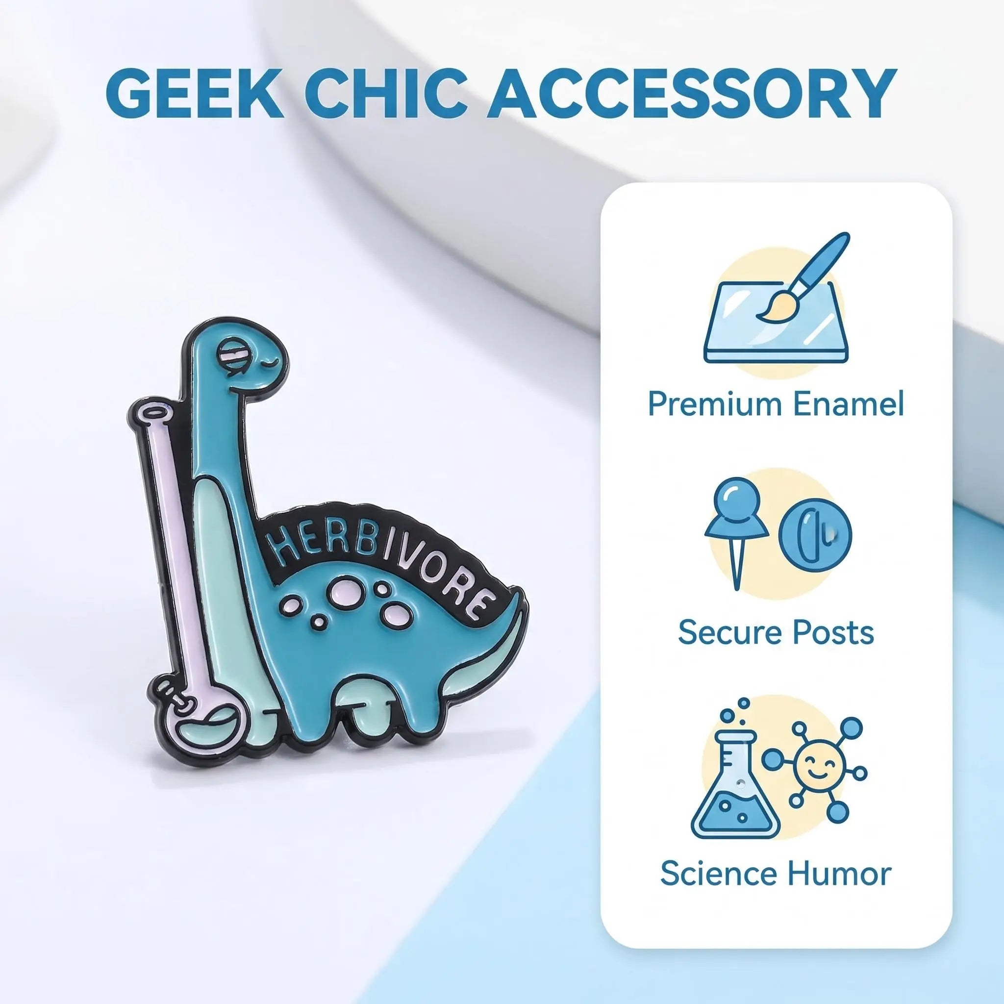Herbivore Dinosaur Science Enamel Pin | Funny Chemistry Lab Lapel Pin