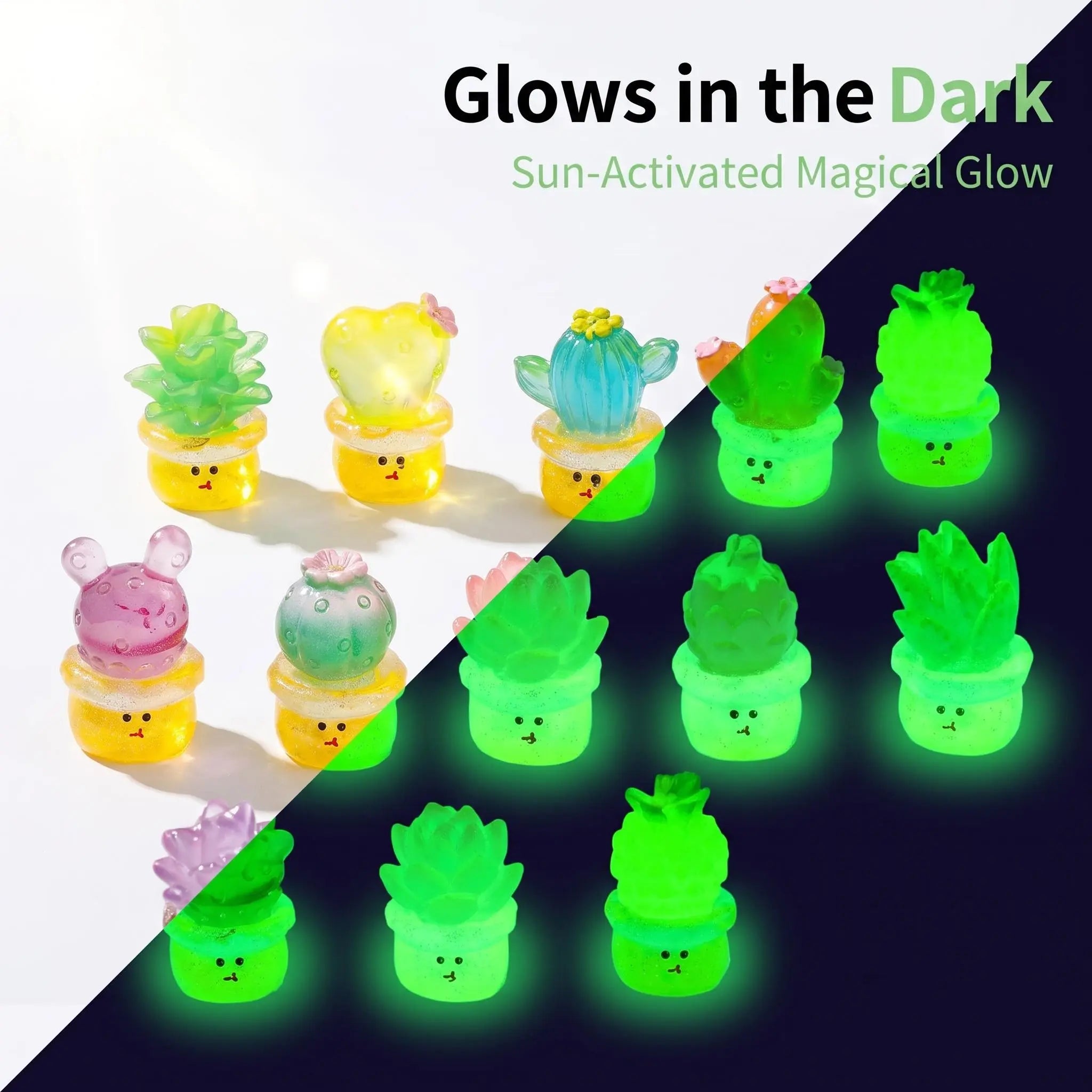Mini Glow-in-the-Dark Succulent Plant Pots | Cute Miniature Potted Cactus Mystery Blind Bag Multi-Piece Surprise Combo Pack