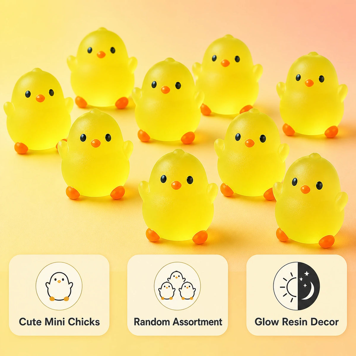 Cute mini chicks random assortment and glow resin decor