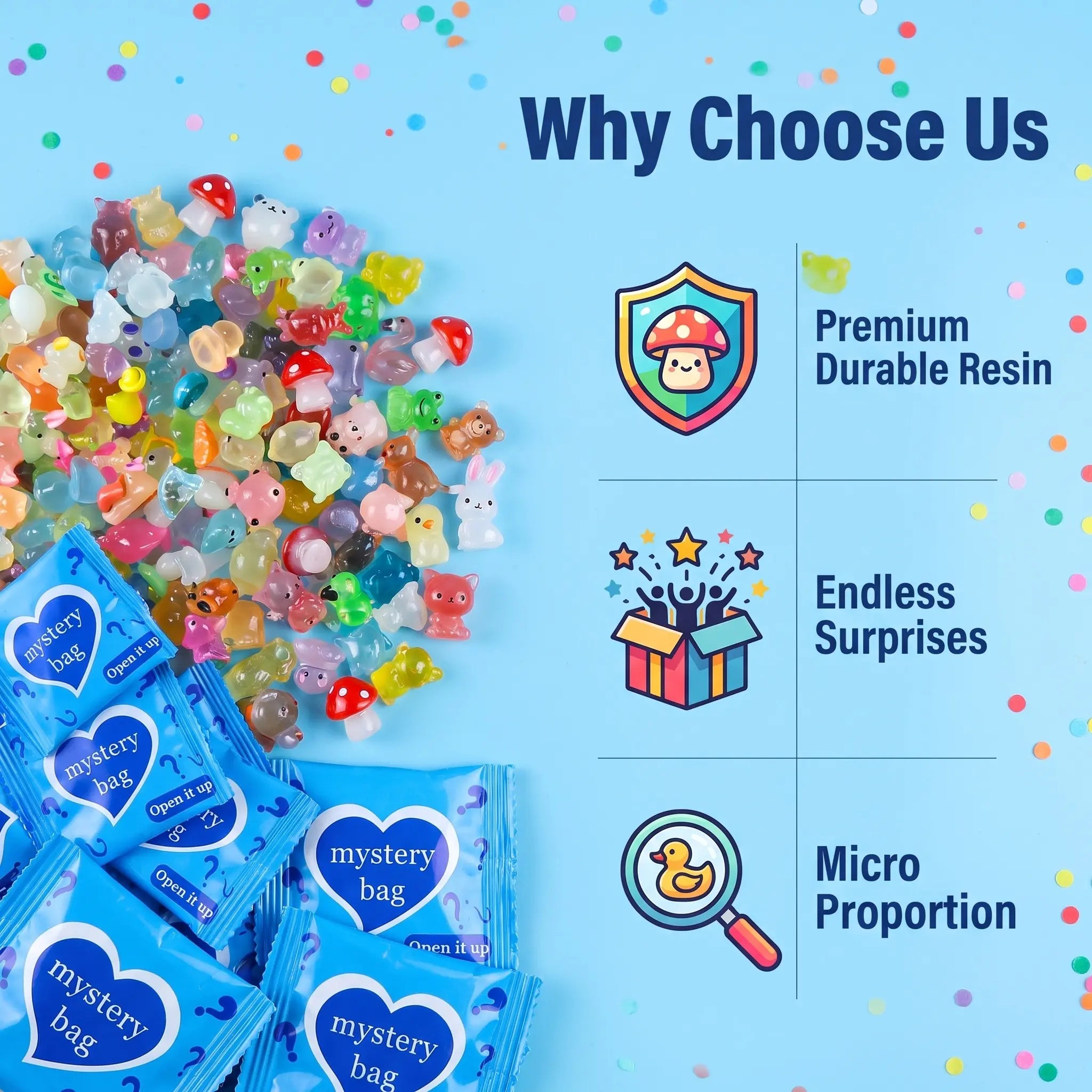Mini Glow-in-the-Dark Animal Resin Figurines | Surprise Mystery Blind Bag Kawaii Desk Decor Multi-Piece Combo Pack