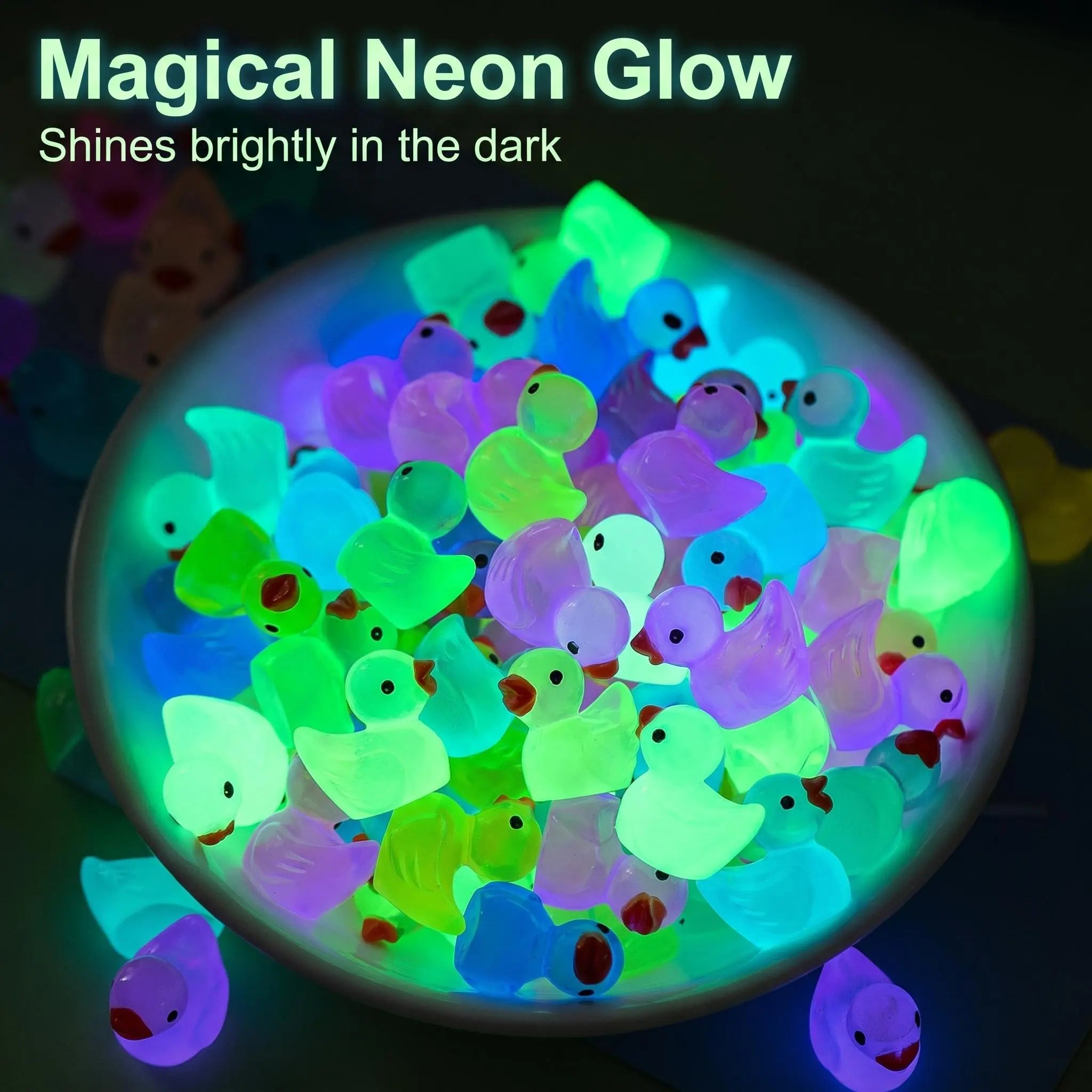 Mini Glow-in-the-Dark Resin Duck Figurines | Colorful Mystery Bulk Grab Bag Luminous Miniature Fairy Garden Decorative Pieces