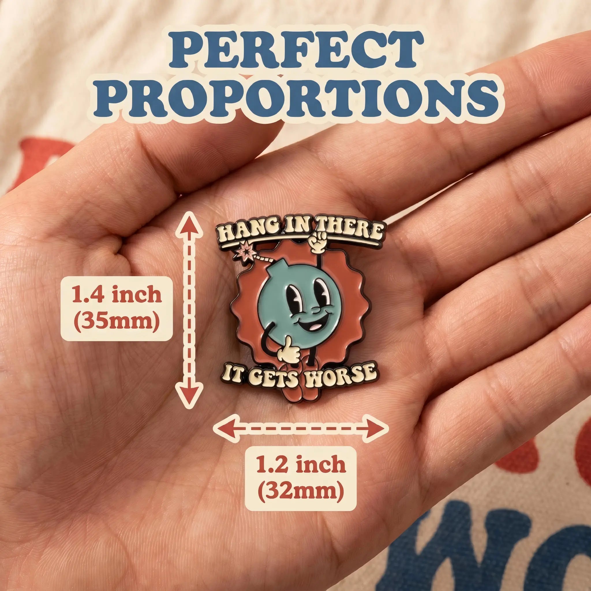 [4-Pack] Funny Hang In There It Gets Worse Enamel Pin | Vintage Cartoon Bomb Lapel Pin
