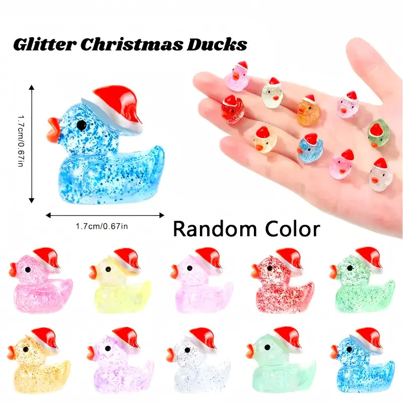 Mini Christmas Glitter Resin Ducklings 🦆✨✨
