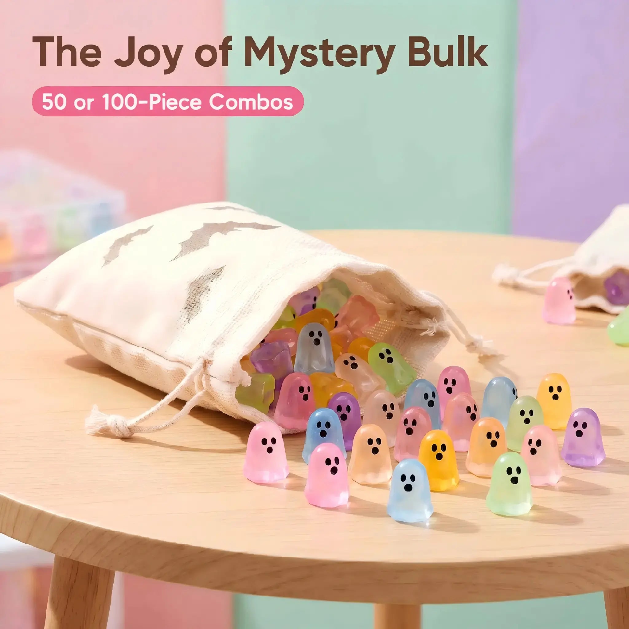 Mini Glow-in-the-Dark Ghost Figurines | Halloween Surprise Mystery Bulk Pack Luminous Micro Landscape Decorative Pieces