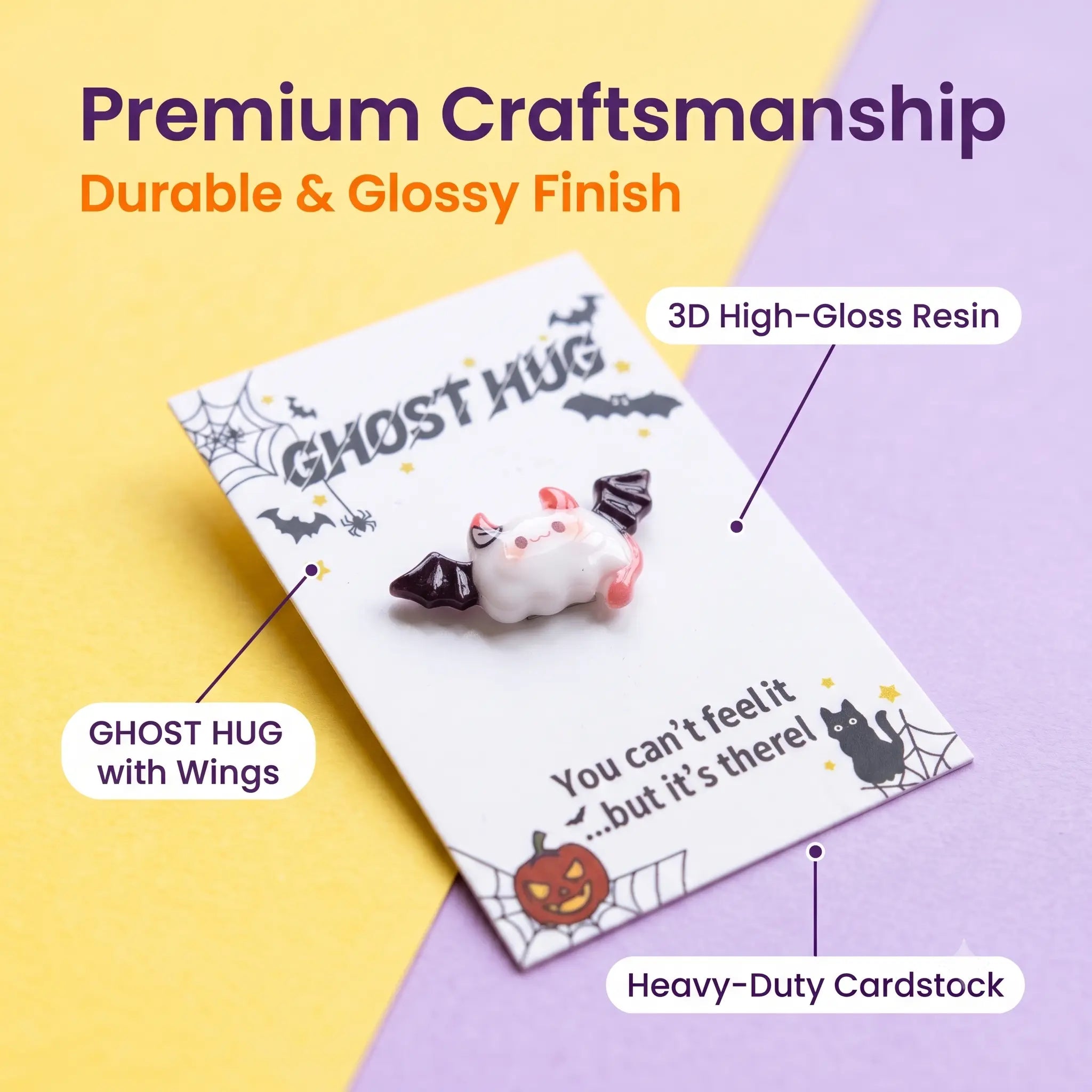 Ghost Hug Pocket Card Set | Funny Halloween Resin Figurine Greeting Keepsake Cards