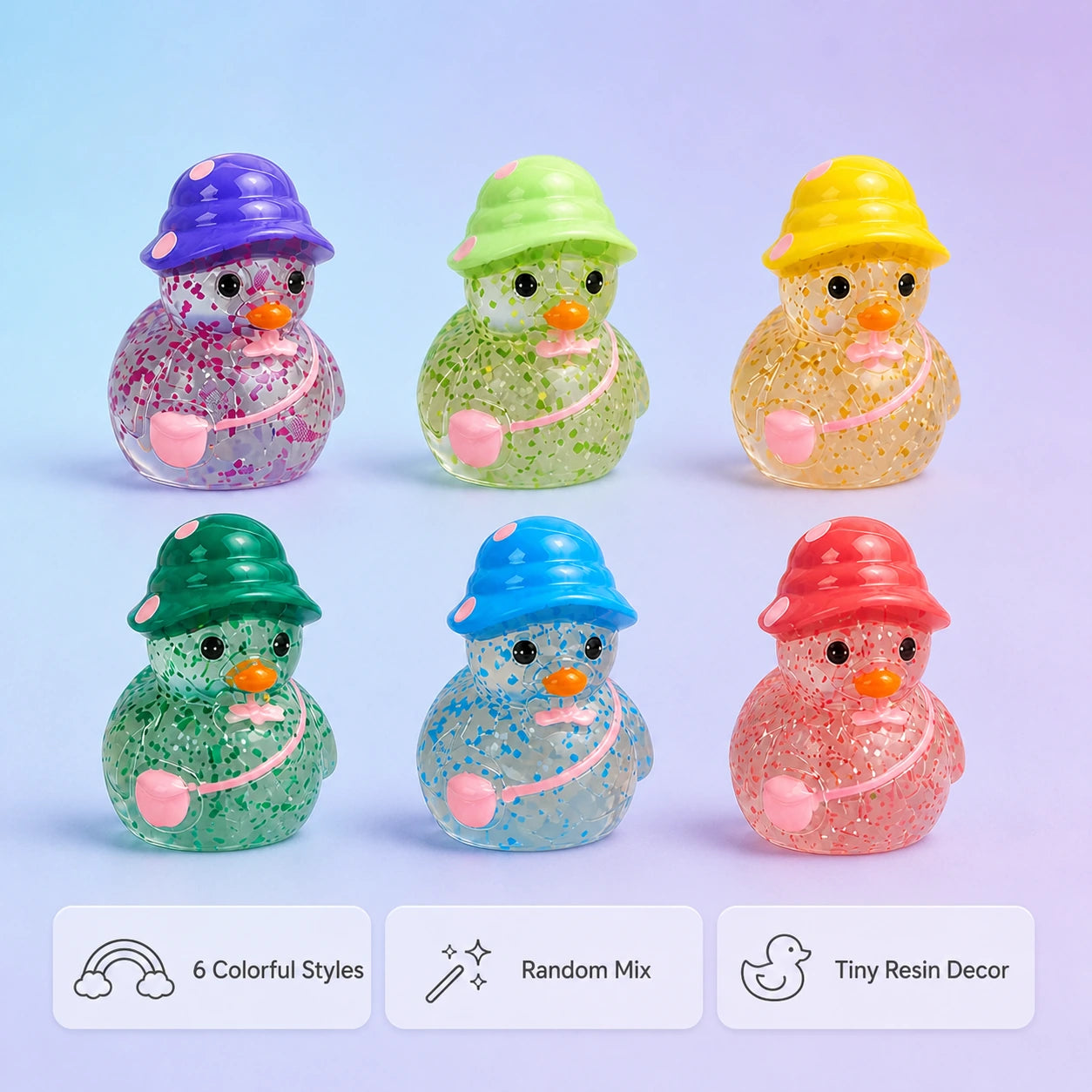 Six colorful styles random mix tiny resin decor