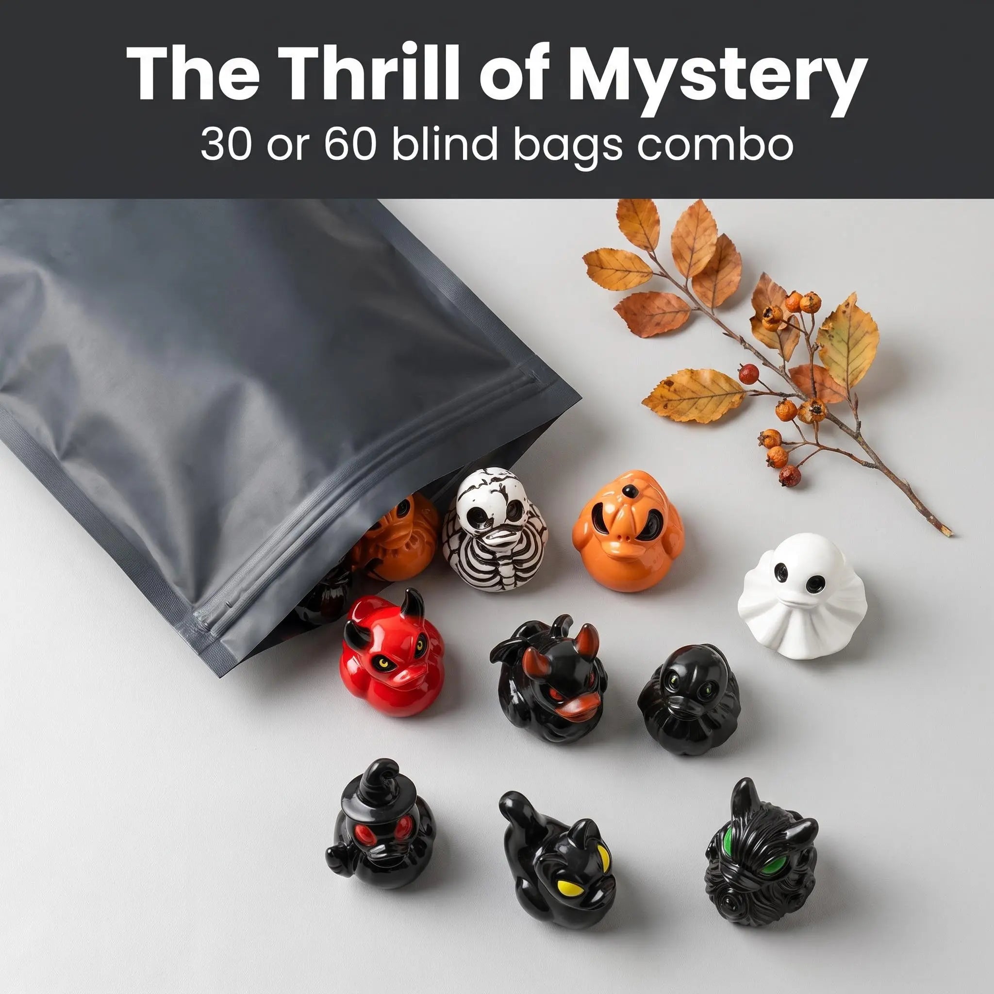 Mini Halloween Devil Ghost Skull Resin Ducks | Spooky Cute Mystery Blind Bag Bulk Pack Creative Desktop Micro Landscape Decor