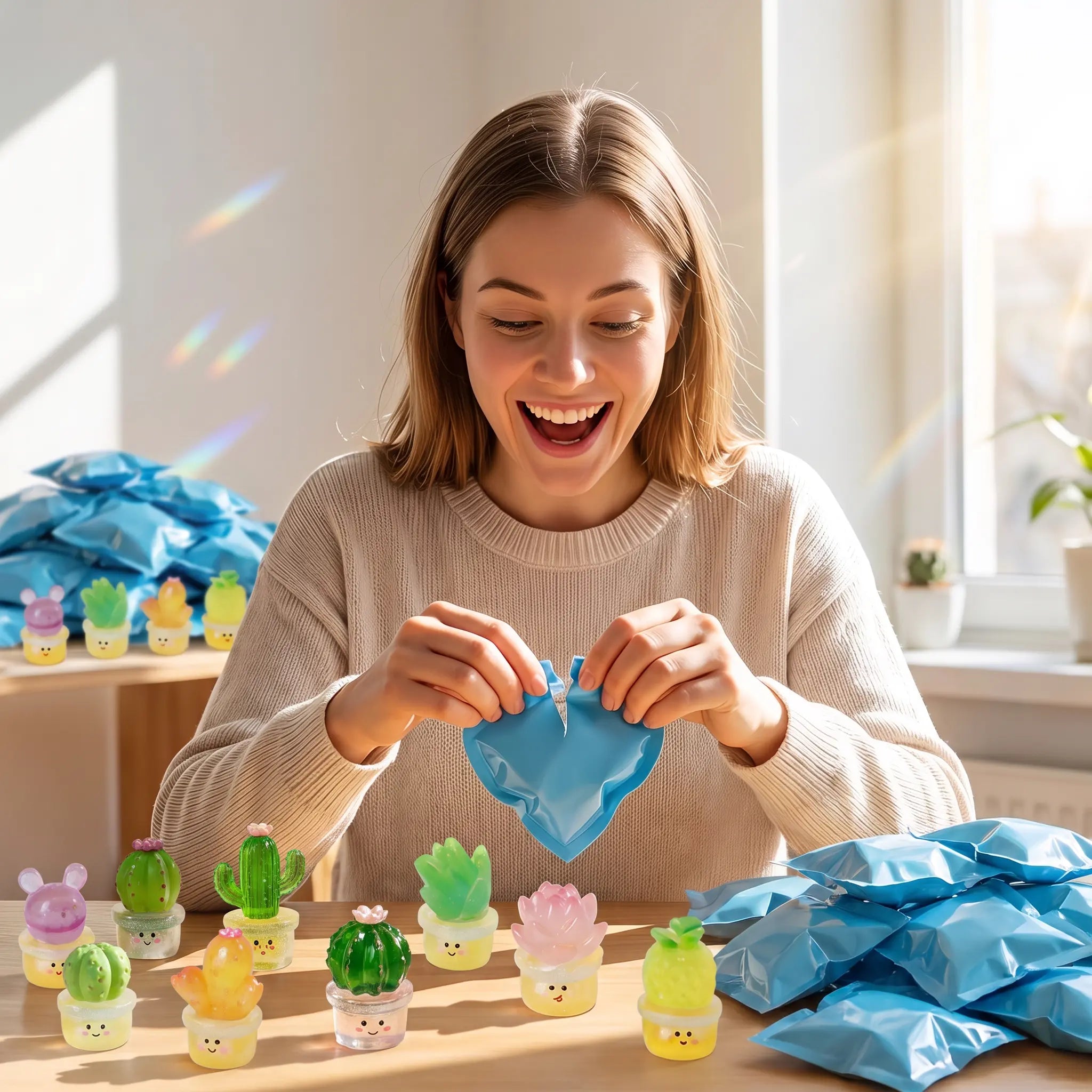 Mini Glow-in-the-Dark Succulent Plant Pots | Cute Miniature Potted Cactus Mystery Blind Bag Multi-Piece Surprise Combo Pack