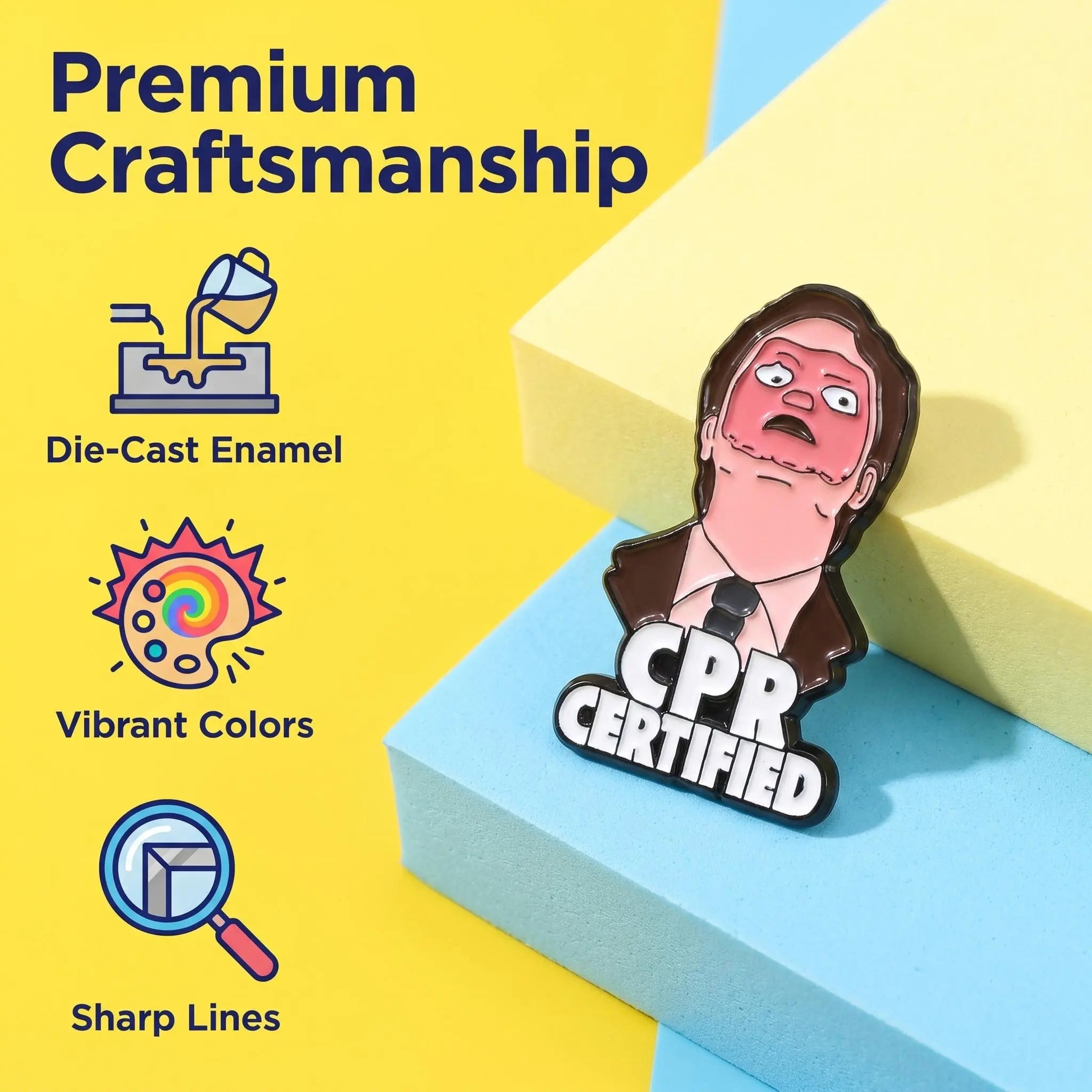 Dwight CPR Certified Enamel Pin | Funny Office Meme Lapel Pin