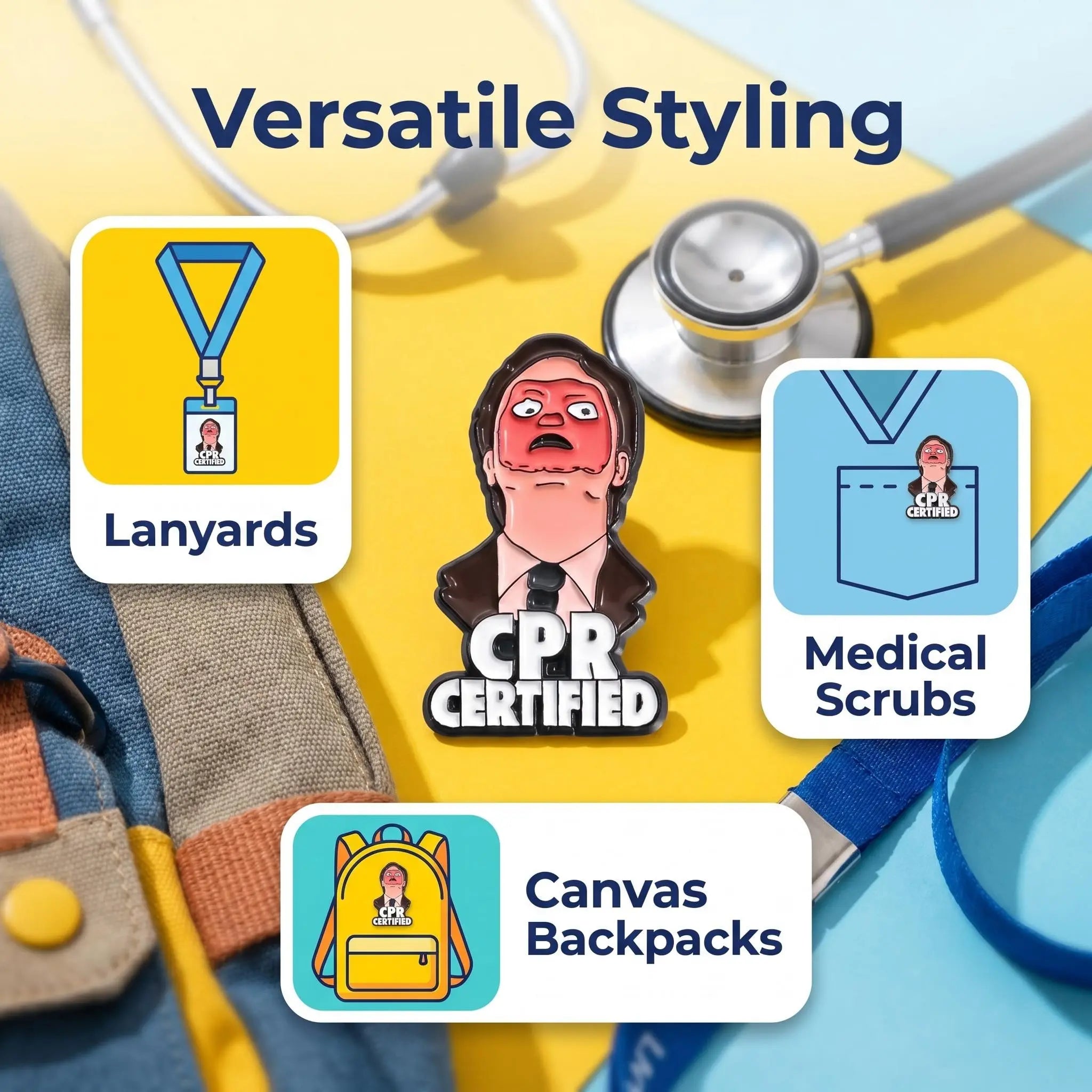 Dwight CPR Certified Enamel Pin | Funny Office Meme Lapel Pin