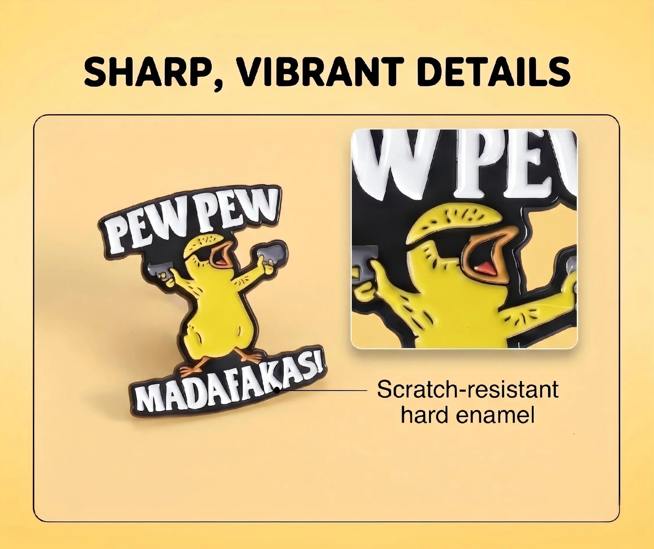 Funny Pew Pew Duck Enamel Pin | Hardcore Cartoon Meme Lapel Pin