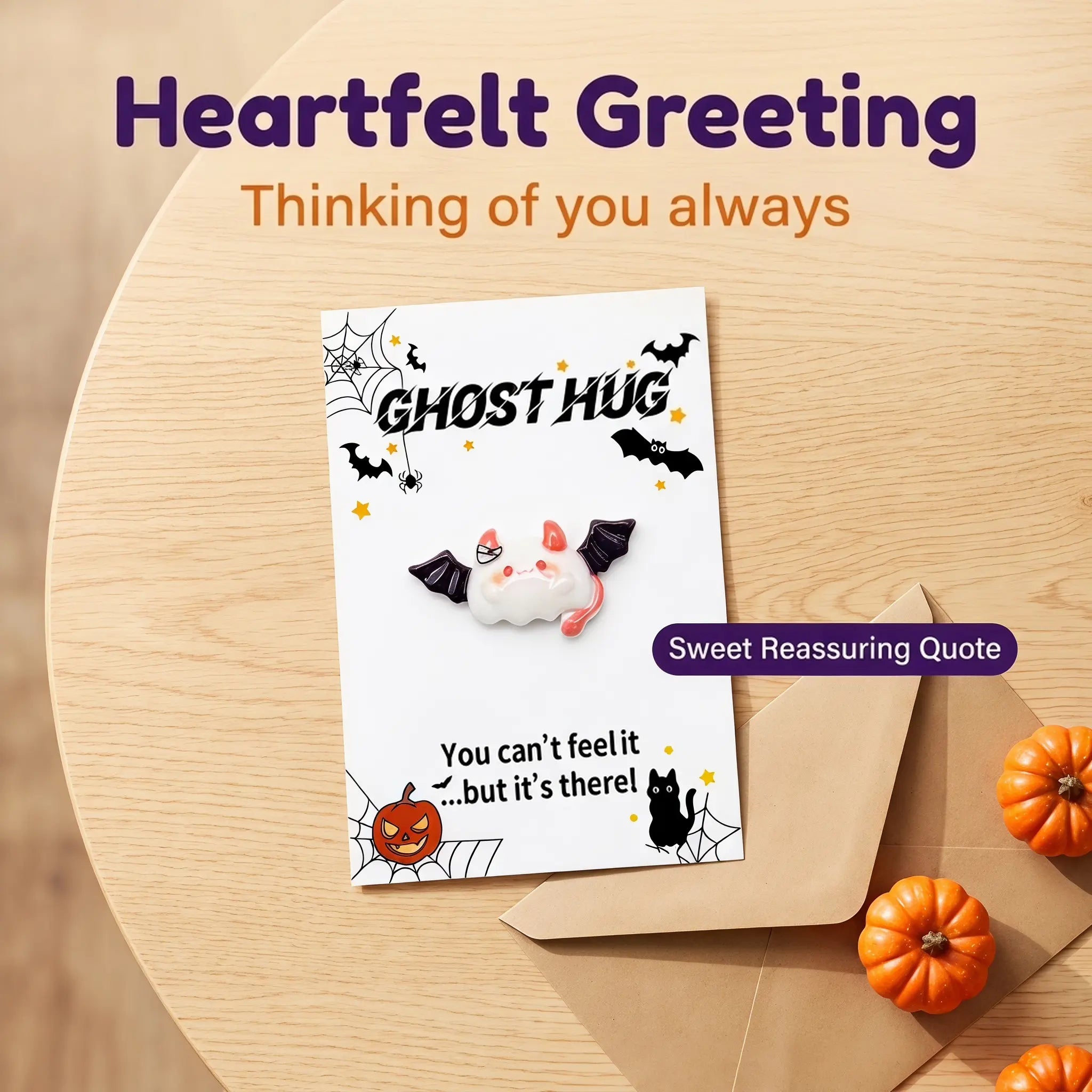 Ghost Hug Pocket Card Set | Funny Halloween Resin Figurine Greeting Keepsake Cards