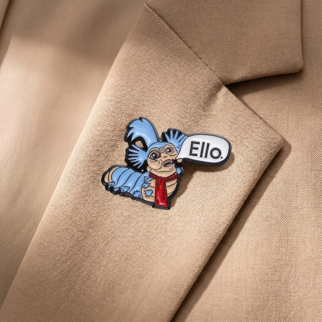 Ello Worm Enamel Pin | Funny Retro Labyrinth Movie Meme Lapel Pin