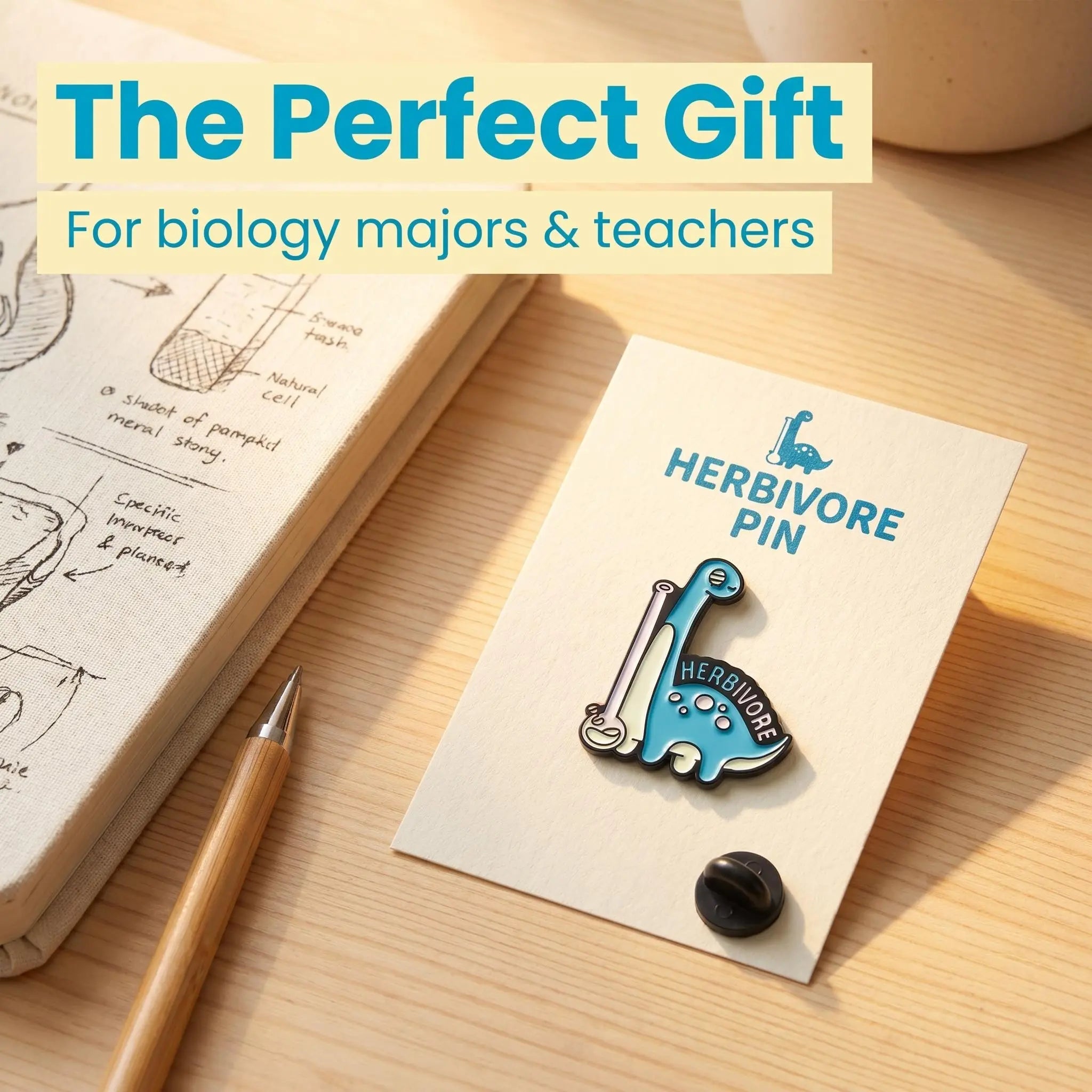 Herbivore Dinosaur Science Enamel Pin | Funny Chemistry Lab Lapel Pin