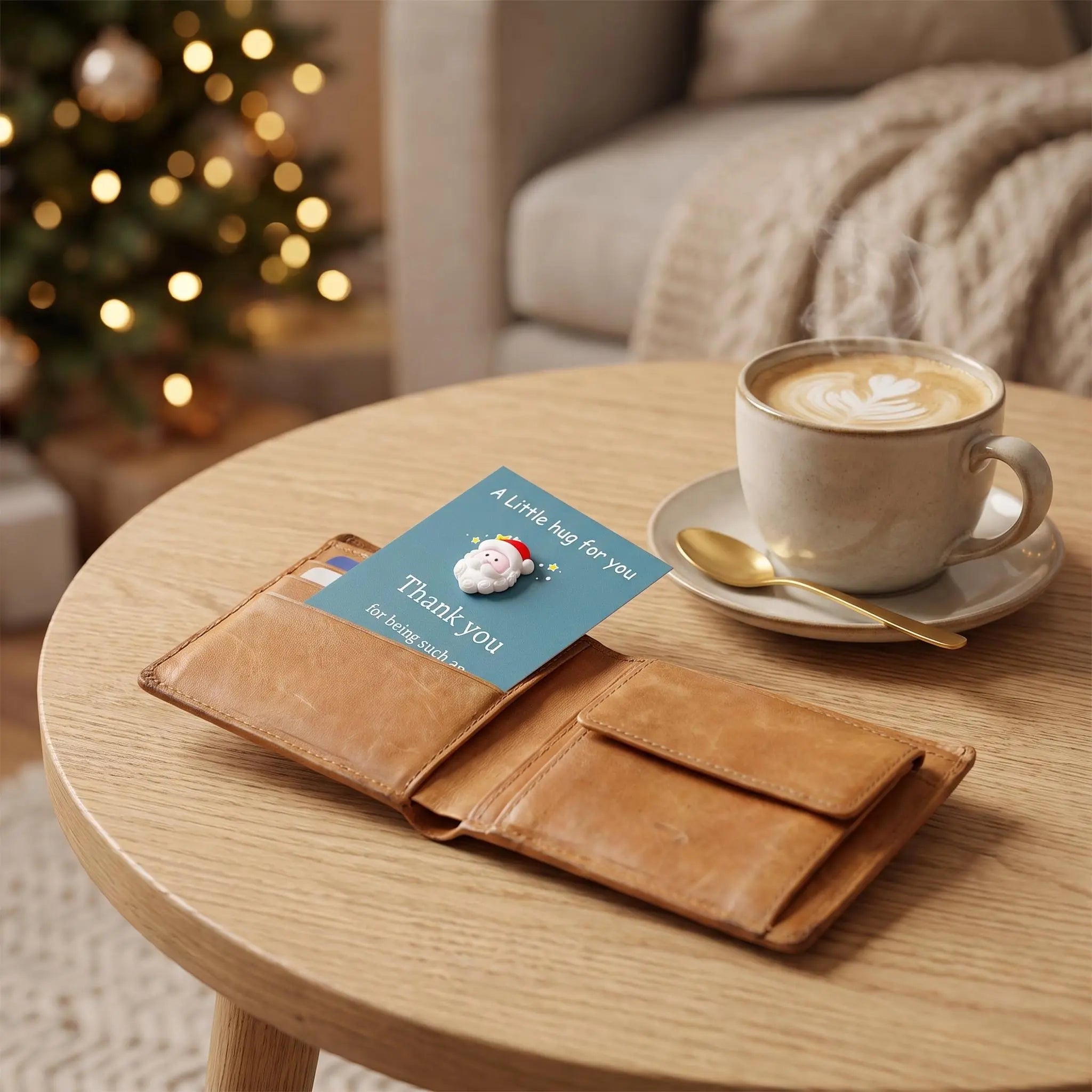 Christmas Pocket Hug Card Set | Holiday Resin Santa Snowman Greeting Keepsake Cards