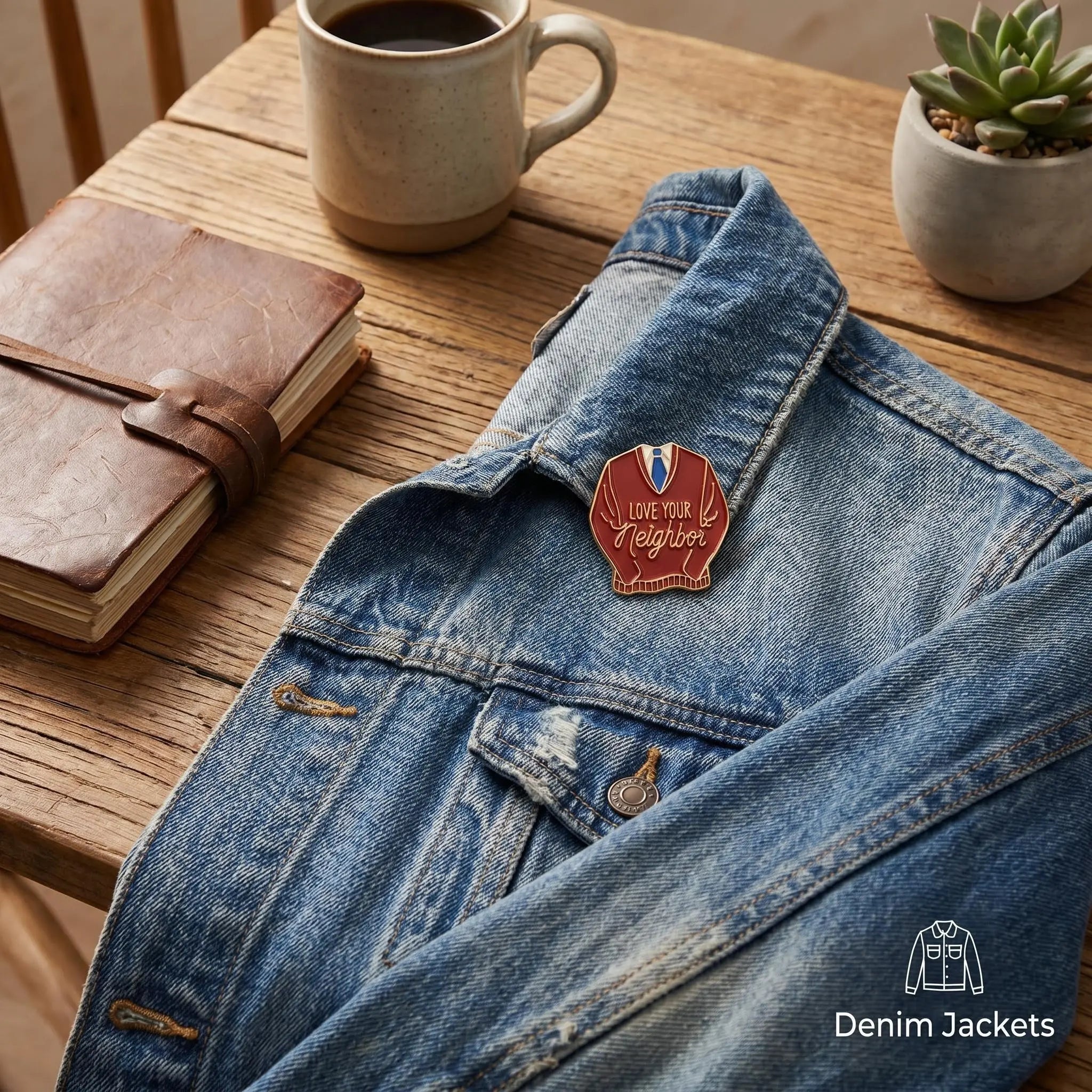 Love Your Neighbor Sweater Enamel Pin | Funny Retro Mister Rogers Lapel Pin