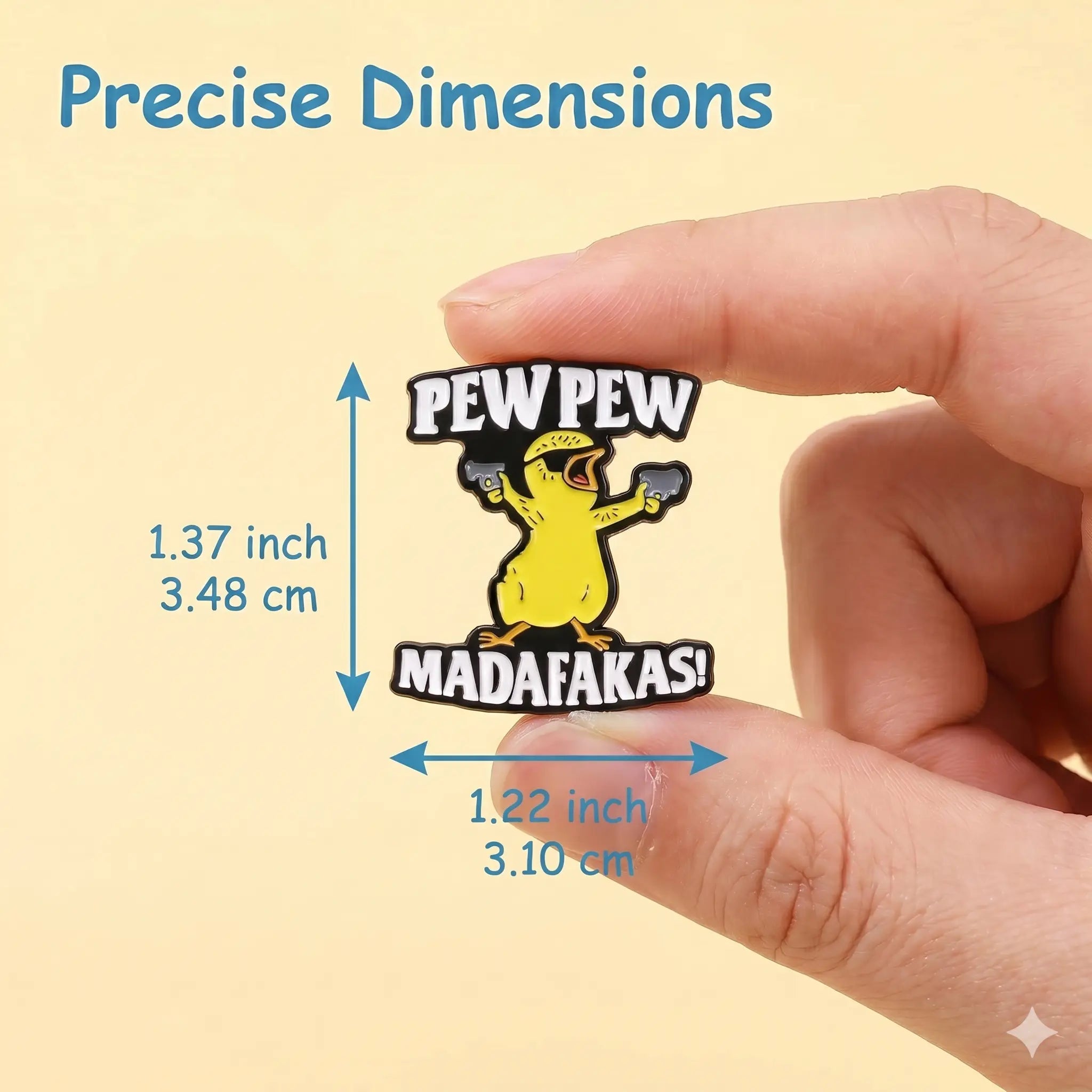 Funny Pew Pew Duck Enamel Pin | Hardcore Cartoon Meme Lapel Pin