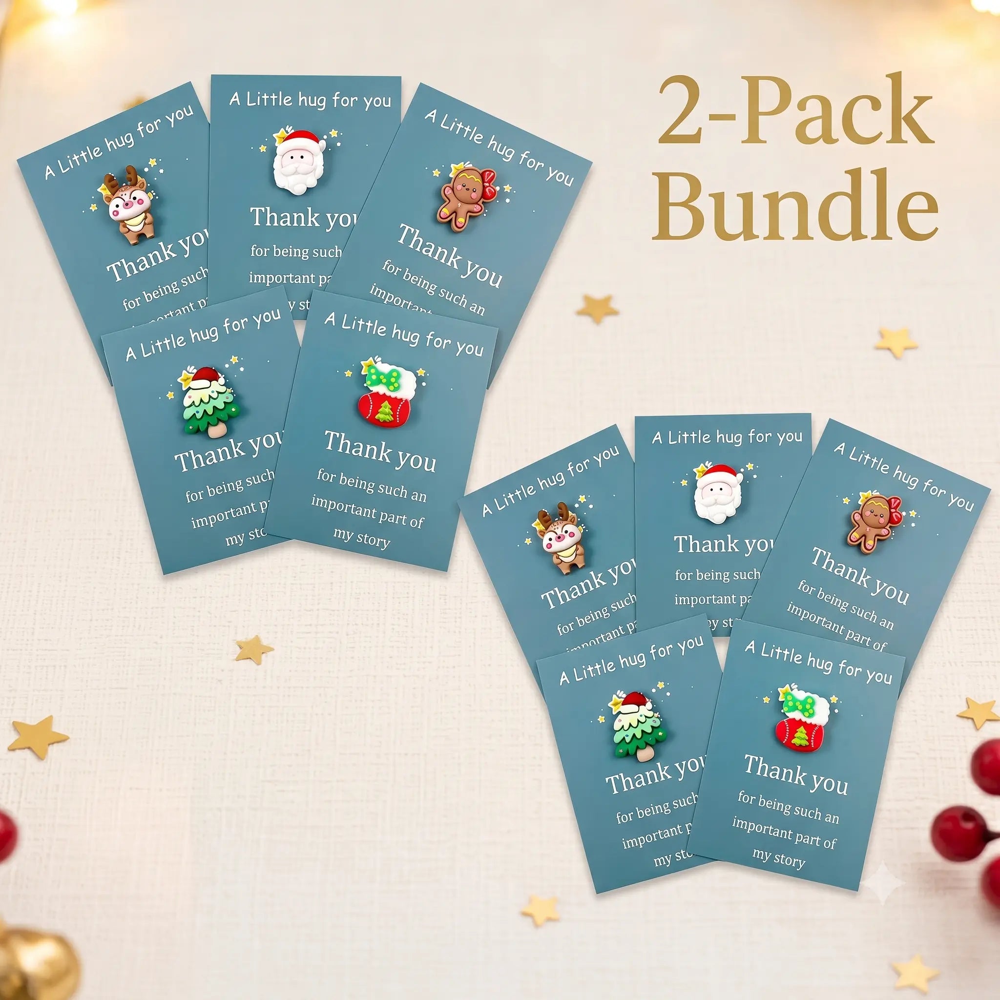 Christmas Pocket Hug Card Set | Holiday Resin Santa Snowman Greeting Keepsake Cards