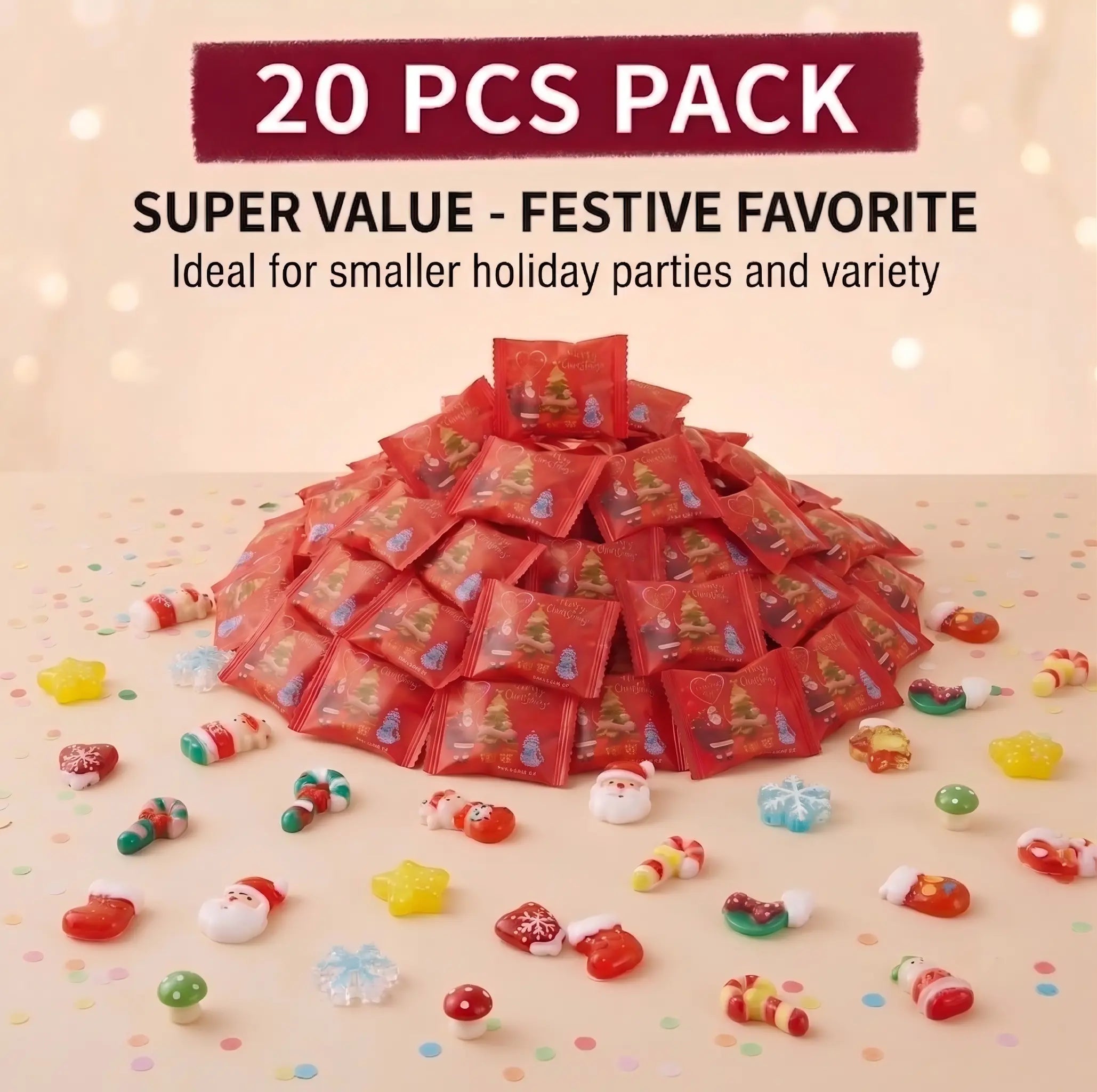 Mini Glow-in-the-Dark Christmas Resin Figurines | Holiday Surprise Mystery Blind Bag Santa Snowman Decorative Multi-Piece Combo Pack