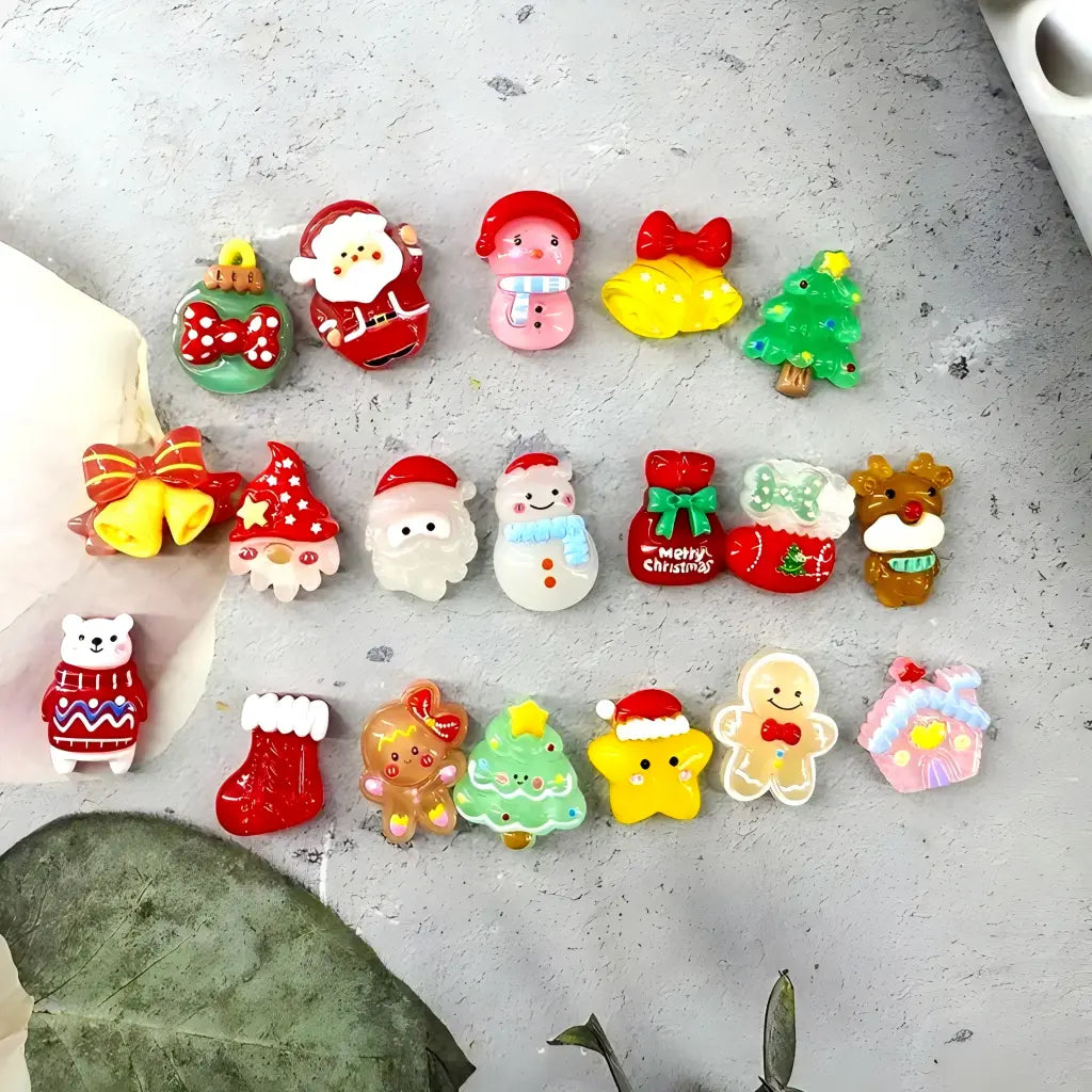 Mini Glow-in-the-Dark Christmas Resin Figurines | Holiday Surprise Mystery Blind Bag Santa Snowman Decorative Multi-Piece Combo Pack