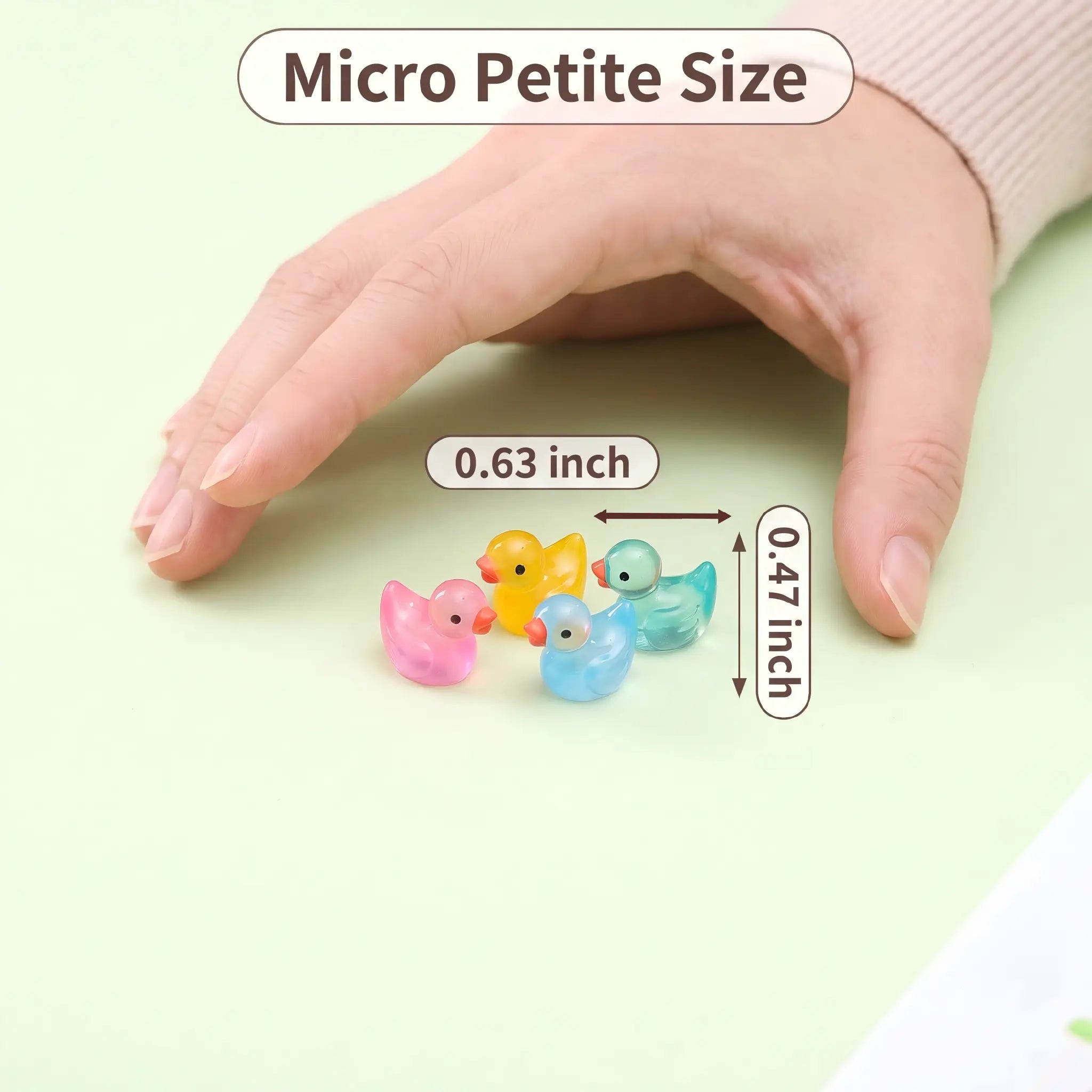 Mini Glow-in-the-Dark Resin Duck Figurines | Colorful Mystery Bulk Grab Bag Luminous Miniature Fairy Garden Decorative Pieces