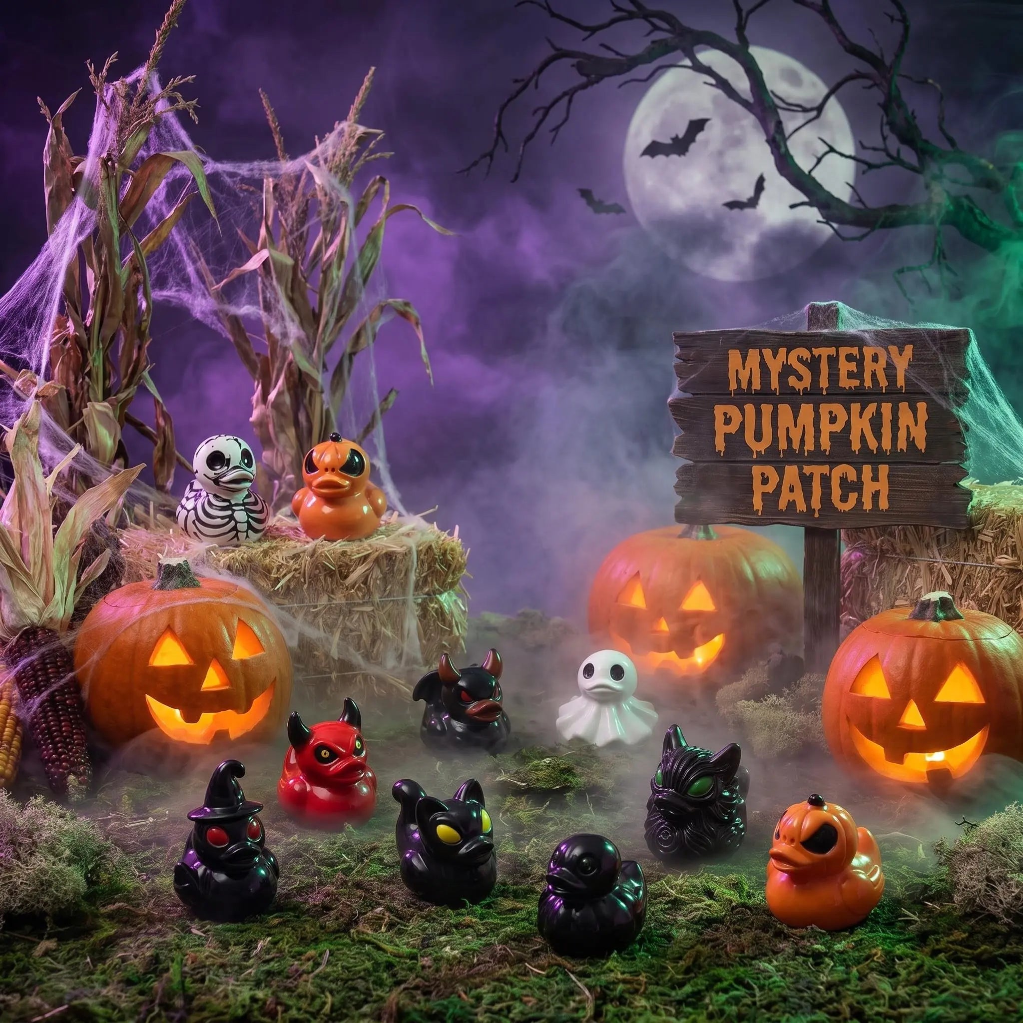 Mini Halloween Devil Ghost Skull Resin Ducks | Spooky Cute Mystery Blind Bag Bulk Pack Creative Desktop Micro Landscape Decor