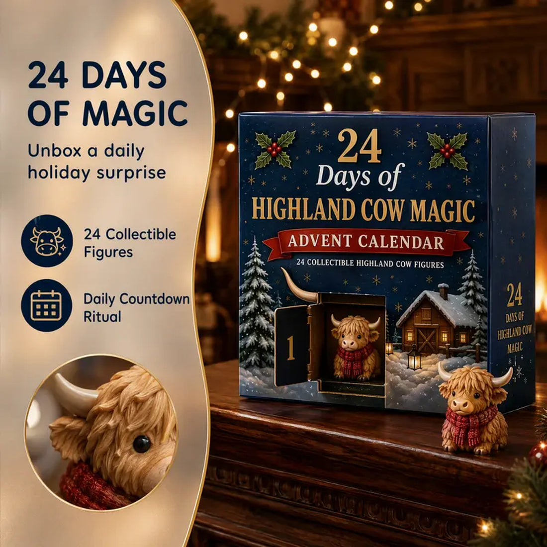 Tiny Relics Highland cow blind box advent calendar with 24 collectible figures