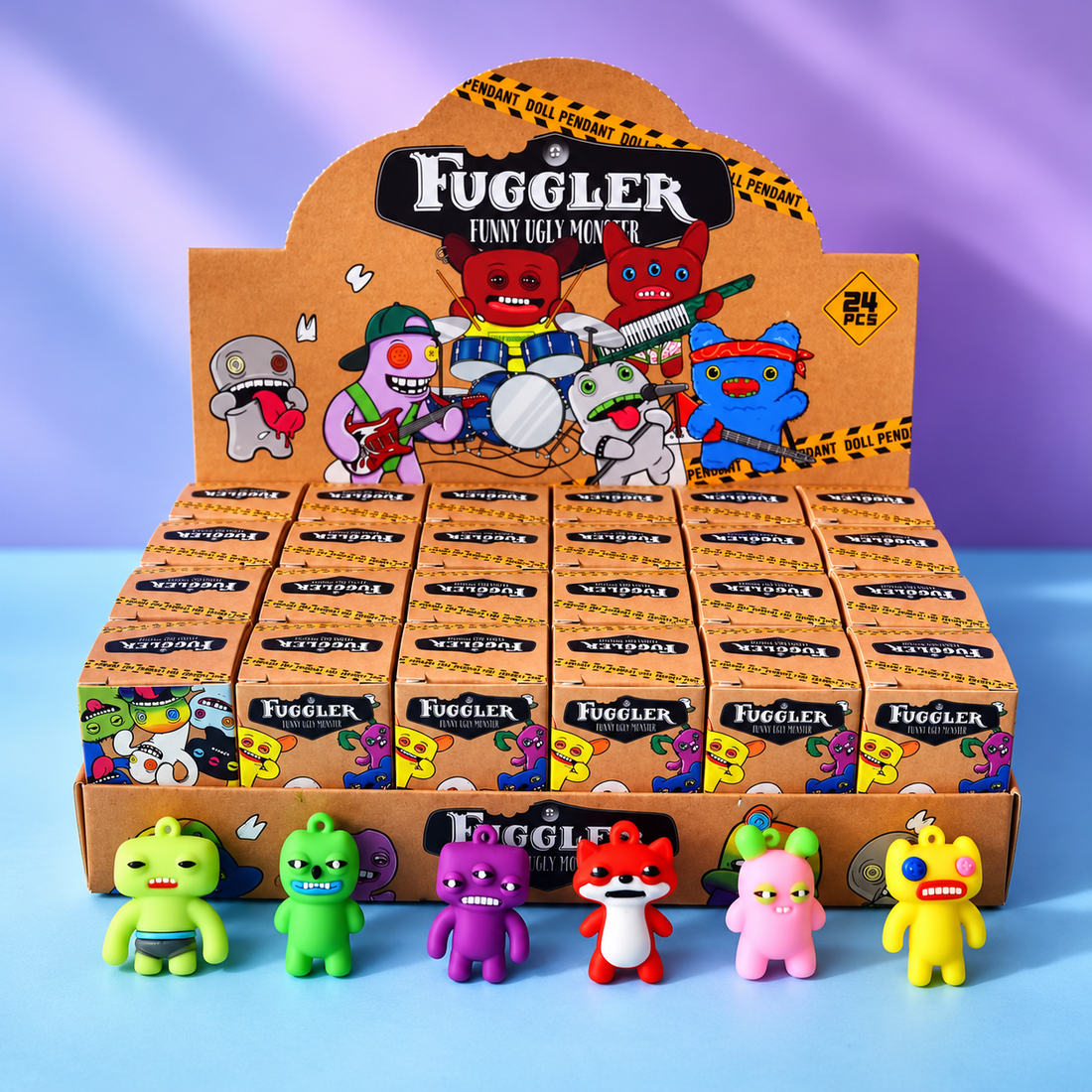 Complete 24-piece monster keychain blind box display set