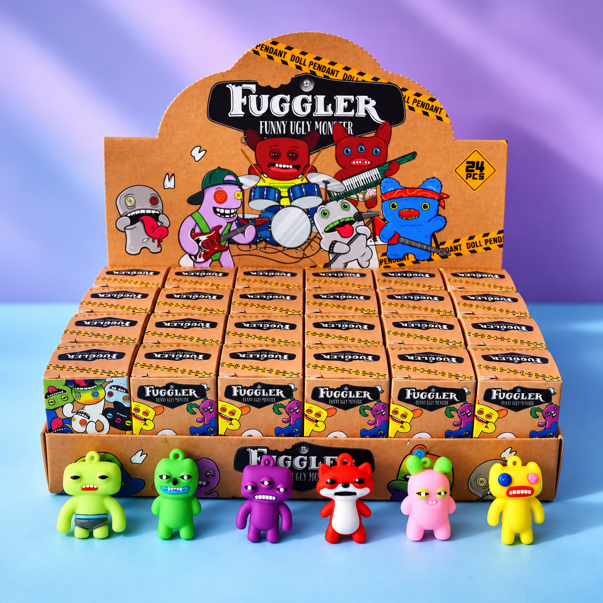 Complete 24-piece monster keychain blind box display set