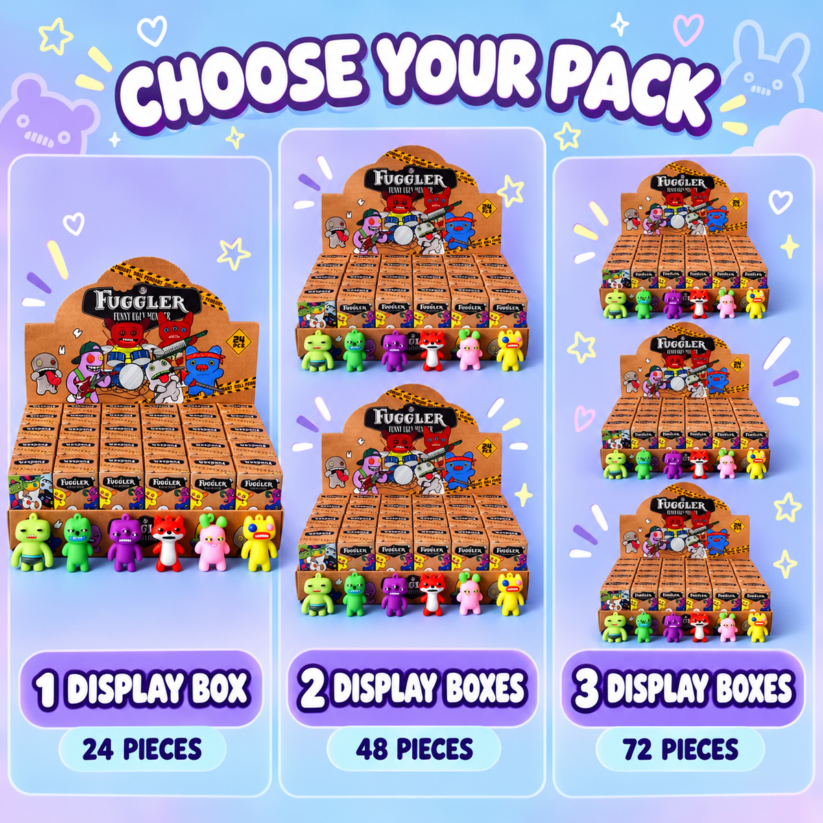Choose 1, 2 or 3 display boxes with 24 pieces per display box